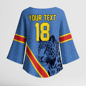 Custom DR Congo Football Kimono Sleeve Blouse Leopard Pride Heritage Edition