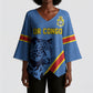 Custom DR Congo Football Kimono Sleeve Blouse Leopard Pride Heritage Edition