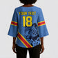 Custom DR Congo Football Kimono Sleeve Blouse Leopard Pride Heritage Edition