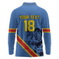Custom DR Congo Football Long Sleeve Polo Shirt Leopard Pride Heritage Edition