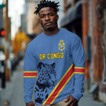 Custom DR Congo Football Long Sleeve Shirt Leopard Pride Heritage Edition