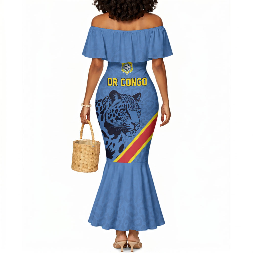 Custom DR Congo Football Mermaid Dress Leopard Pride Heritage Edition