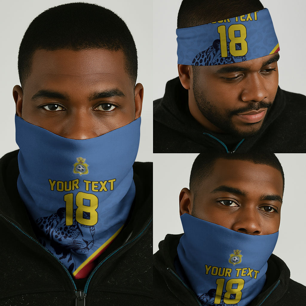 Custom DR Congo Football Neck Gaiter Leopard Pride Heritage Edition
