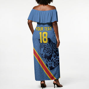 Custom DR Congo Football Off Shoulder Maxi Dress Leopard Pride Heritage Edition