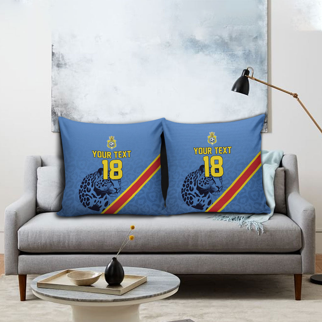 Custom DR Congo Football Pillow Cover Leopard Pride Heritage Edition