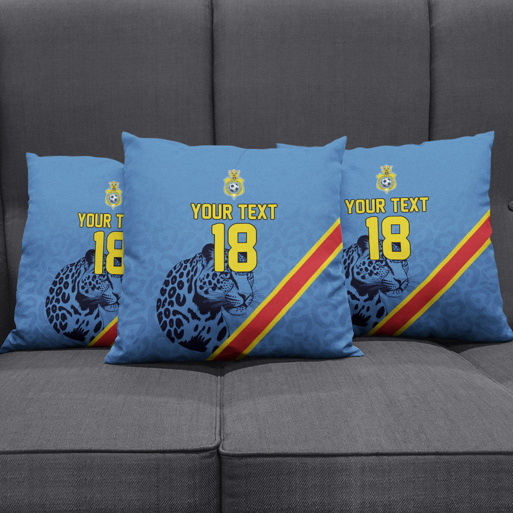 Custom DR Congo Football Pillow Cover Leopard Pride Heritage Edition