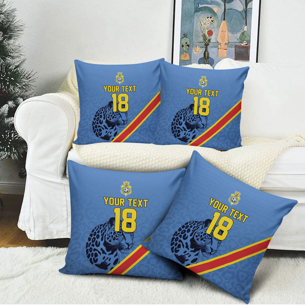 Custom DR Congo Football Pillow Cover Leopard Pride Heritage Edition