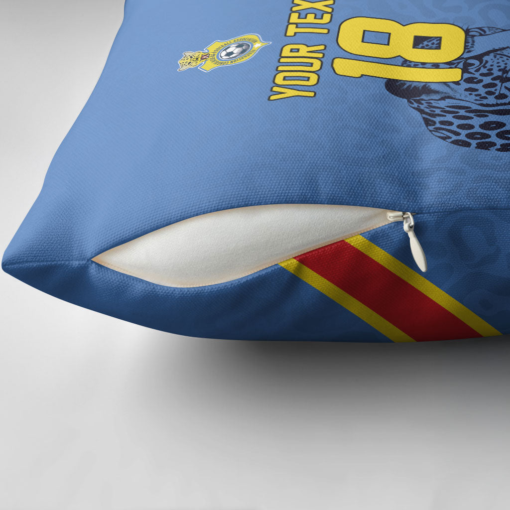 Custom DR Congo Football Pillow Cover Leopard Pride Heritage Edition