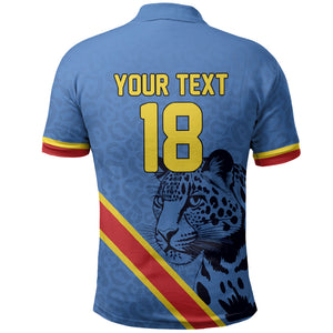 Custom DR Congo Football Polo Shirt Leopard Pride Heritage Edition