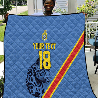 Custom DR Congo Football Quilt Leopard Pride Heritage Edition