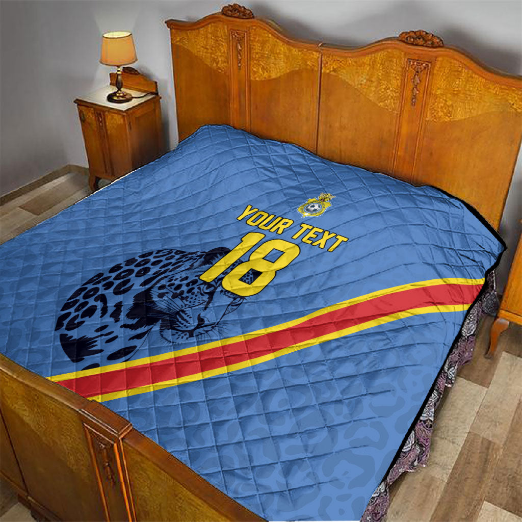 Custom DR Congo Football Quilt Leopard Pride Heritage Edition