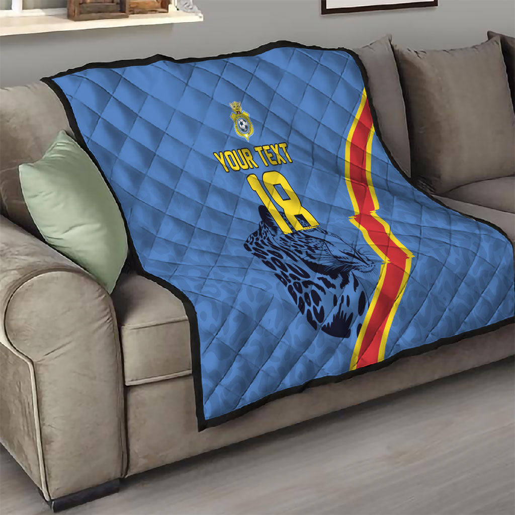Custom DR Congo Football Quilt Leopard Pride Heritage Edition