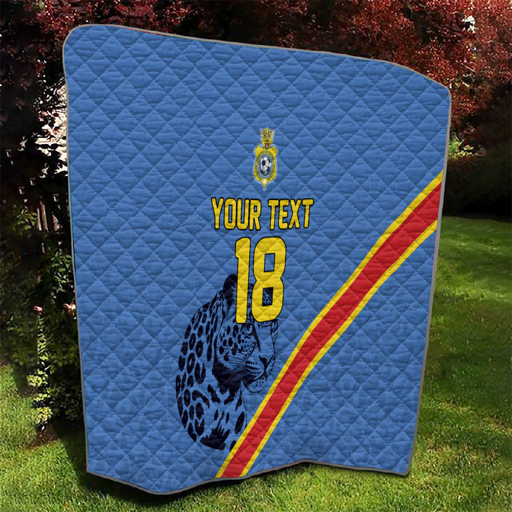 Custom DR Congo Football Quilt Leopard Pride Heritage Edition
