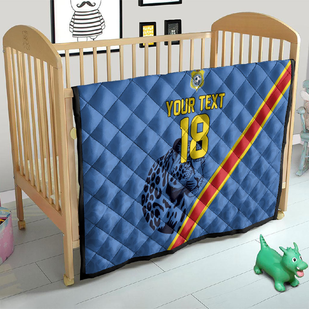 Custom DR Congo Football Quilt Leopard Pride Heritage Edition