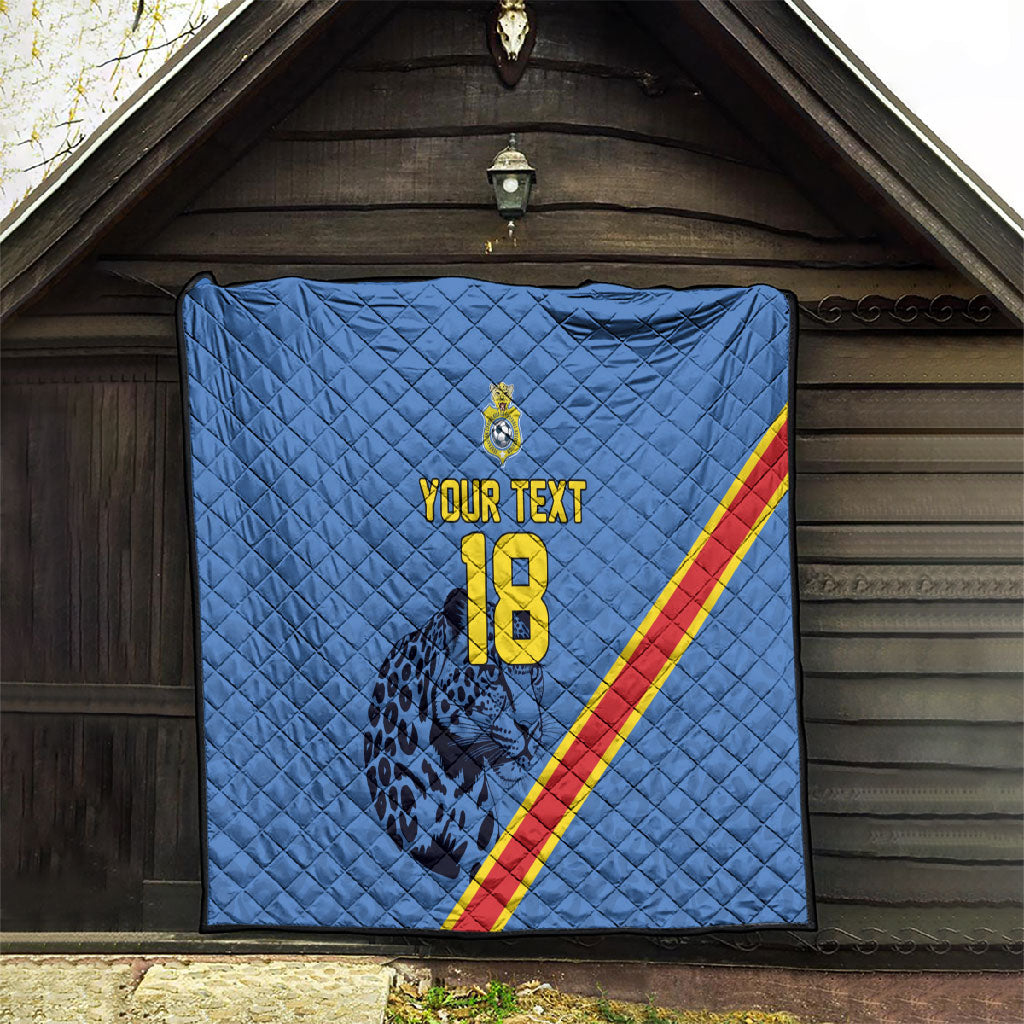 Custom DR Congo Football Quilt Leopard Pride Heritage Edition