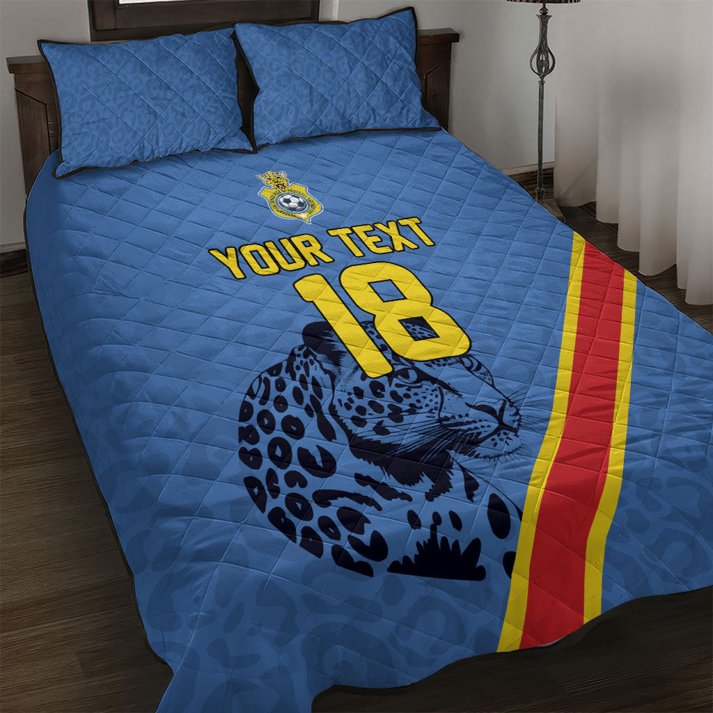 Custom DR Congo Football Quilt Bed Set Leopard Pride Heritage Edition
