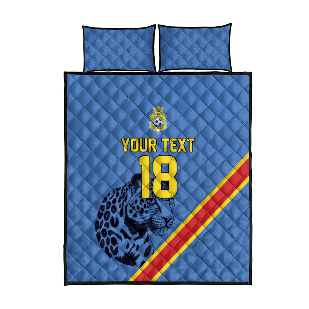 Custom DR Congo Football Quilt Bed Set Leopard Pride Heritage Edition