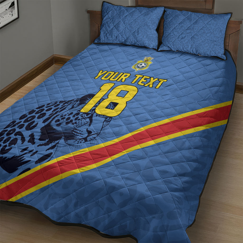 Custom DR Congo Football Quilt Bed Set Leopard Pride Heritage Edition