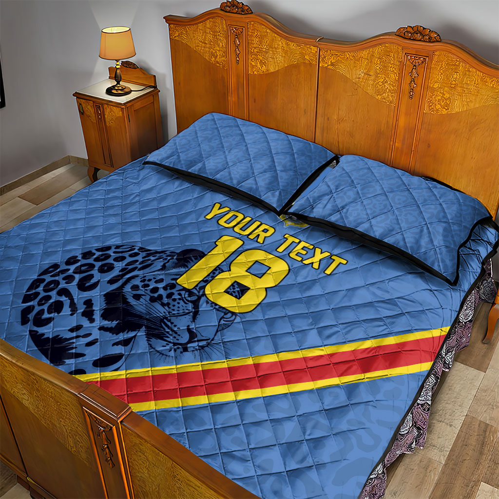 Custom DR Congo Football Quilt Bed Set Leopard Pride Heritage Edition