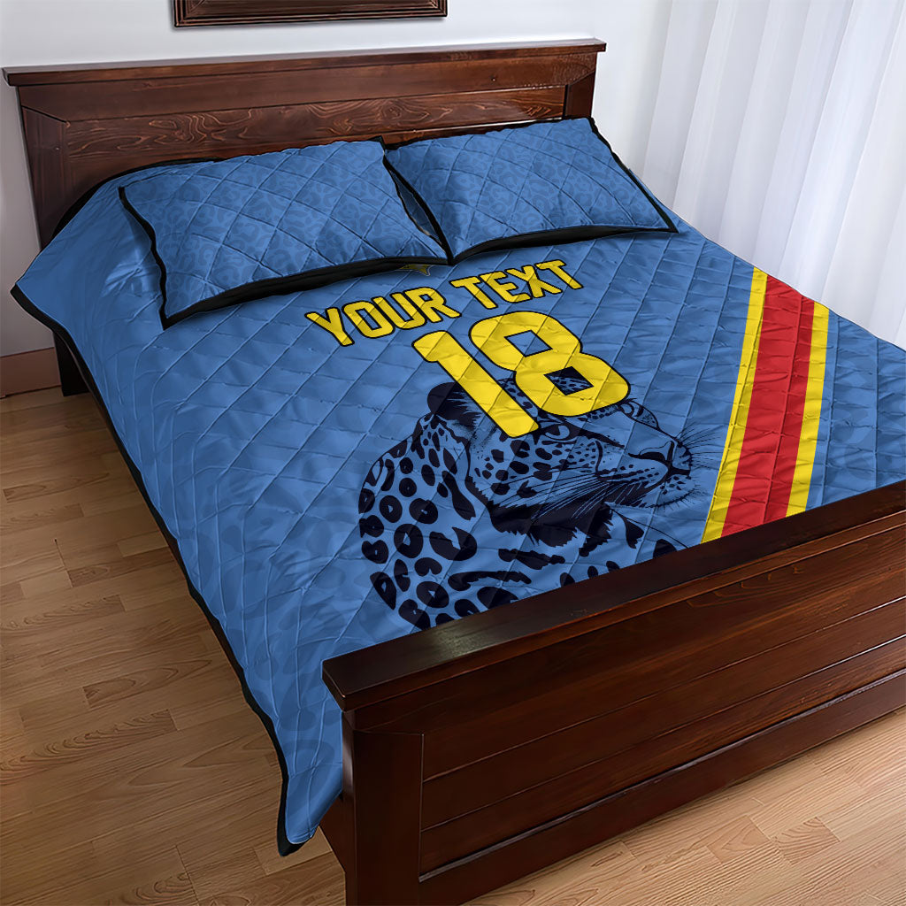 Custom DR Congo Football Quilt Bed Set Leopard Pride Heritage Edition