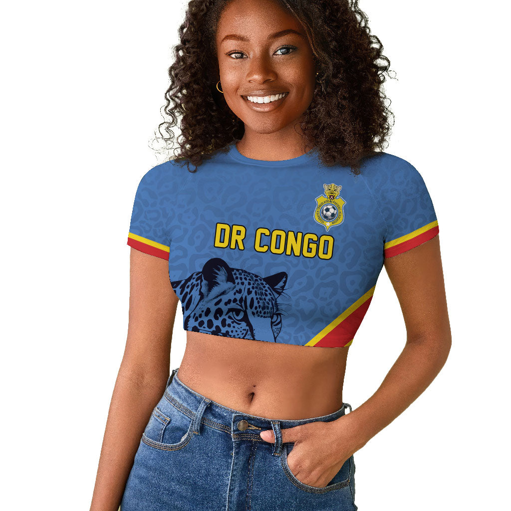 Custom DR Congo Football Raglan Cropped T shirt Leopard Pride Heritage Edition