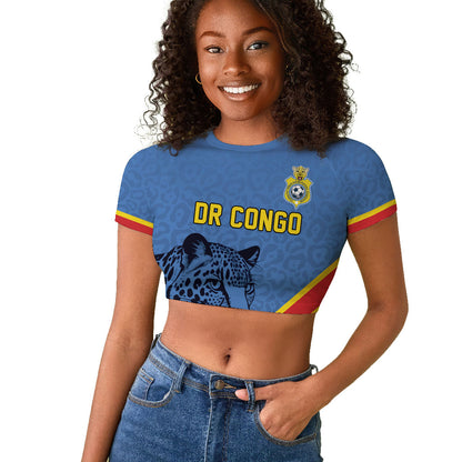 Custom DR Congo Football Raglan Cropped T shirt Leopard Pride Heritage Edition