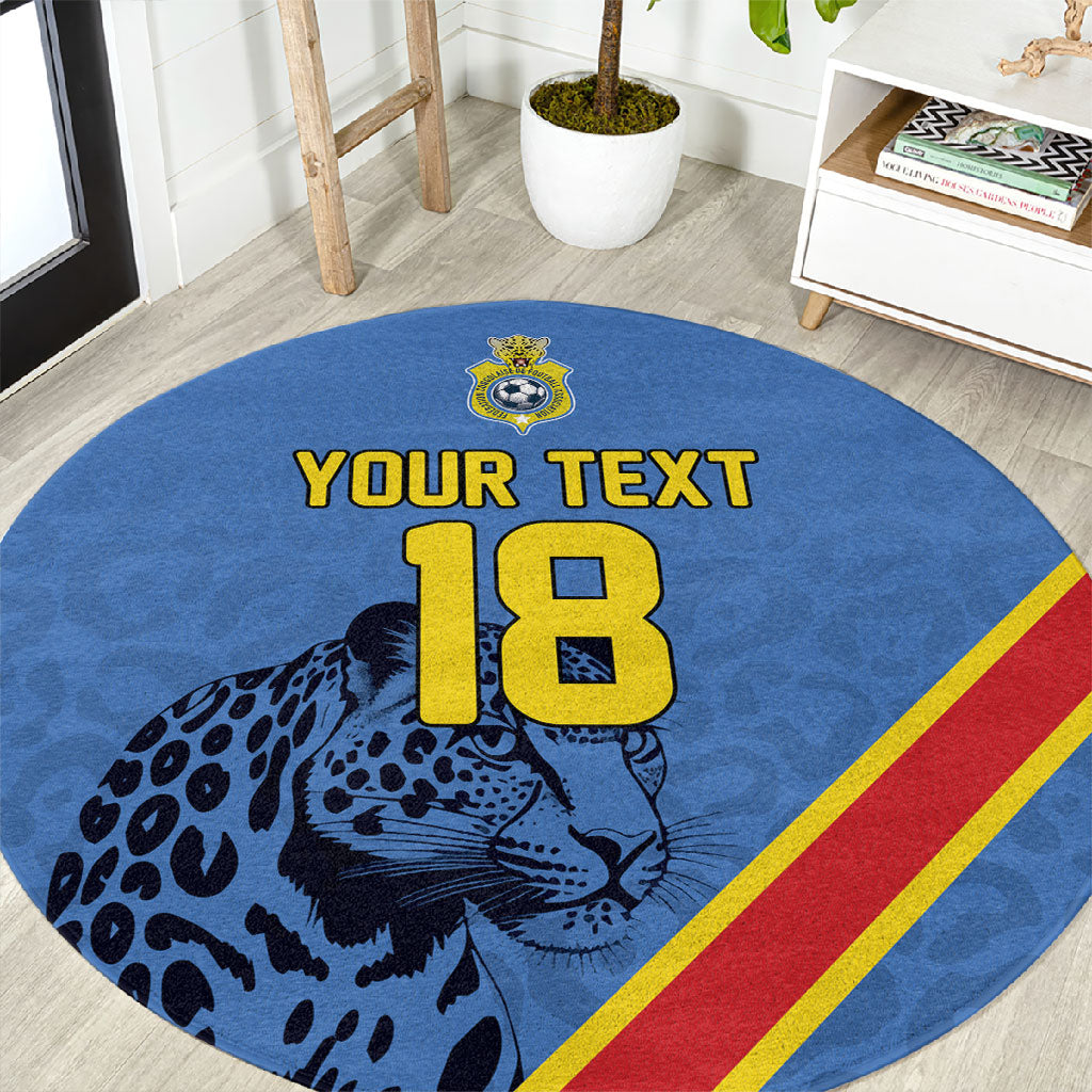 Custom DR Congo Football Round Carpet Leopard Pride Heritage Edition
