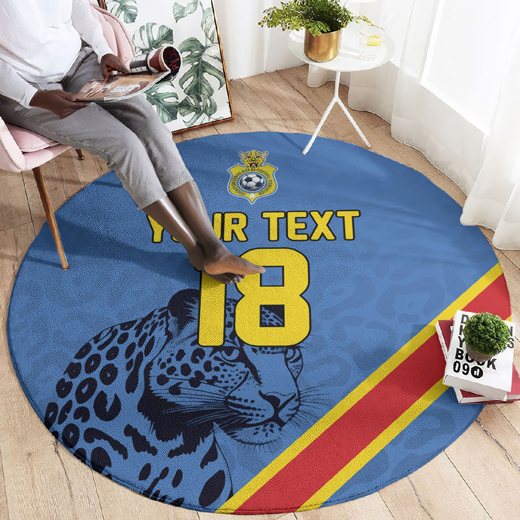 Custom DR Congo Football Round Carpet Leopard Pride Heritage Edition