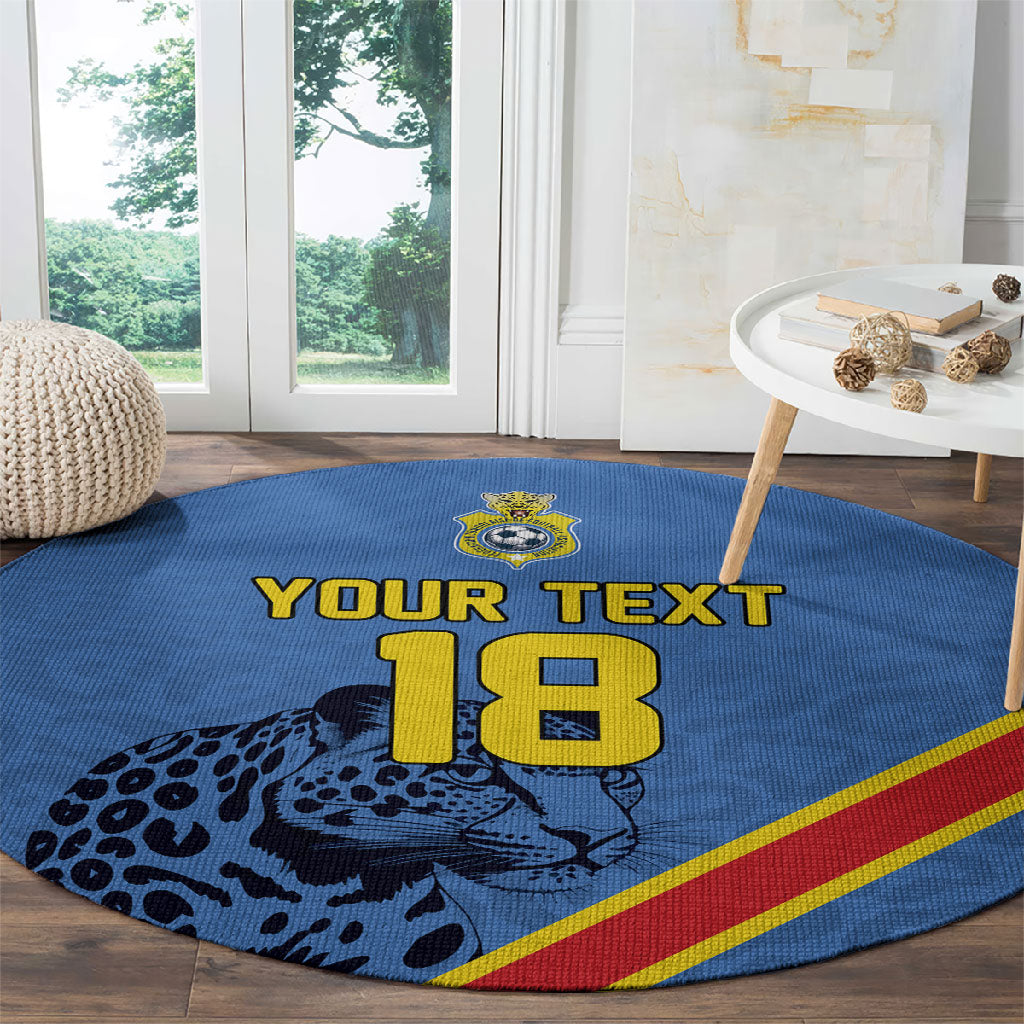 Custom DR Congo Football Round Carpet Leopard Pride Heritage Edition