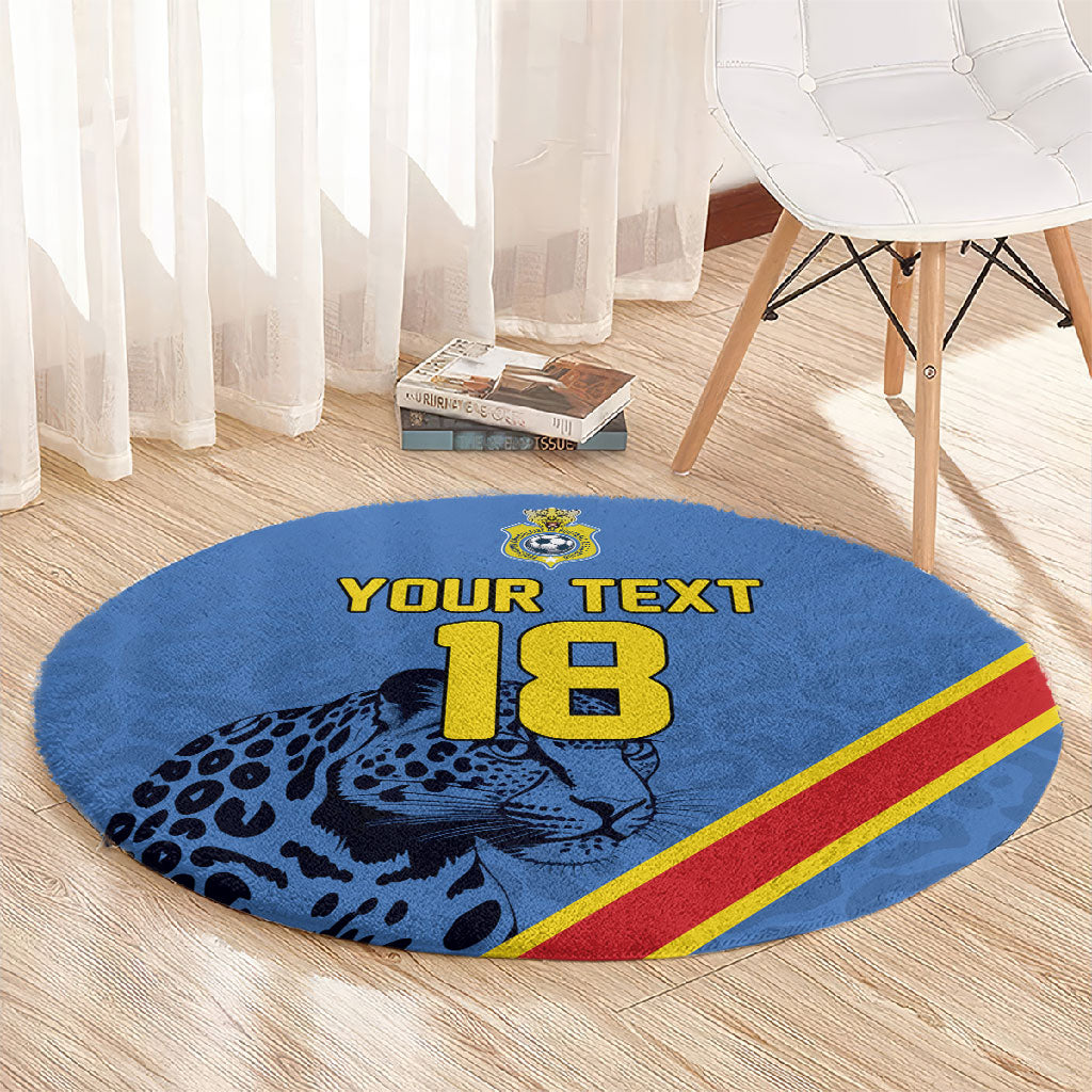 Custom DR Congo Football Round Carpet Leopard Pride Heritage Edition