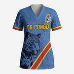 Custom DR Congo Football Scrub Top Leopard Pride Heritage Edition