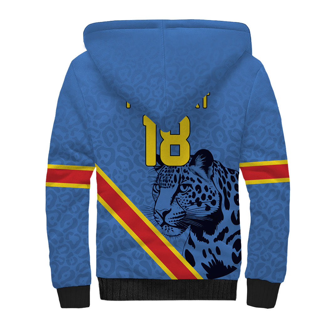 Custom DR Congo Football Sherpa Hoodie Leopard Pride Heritage Edition