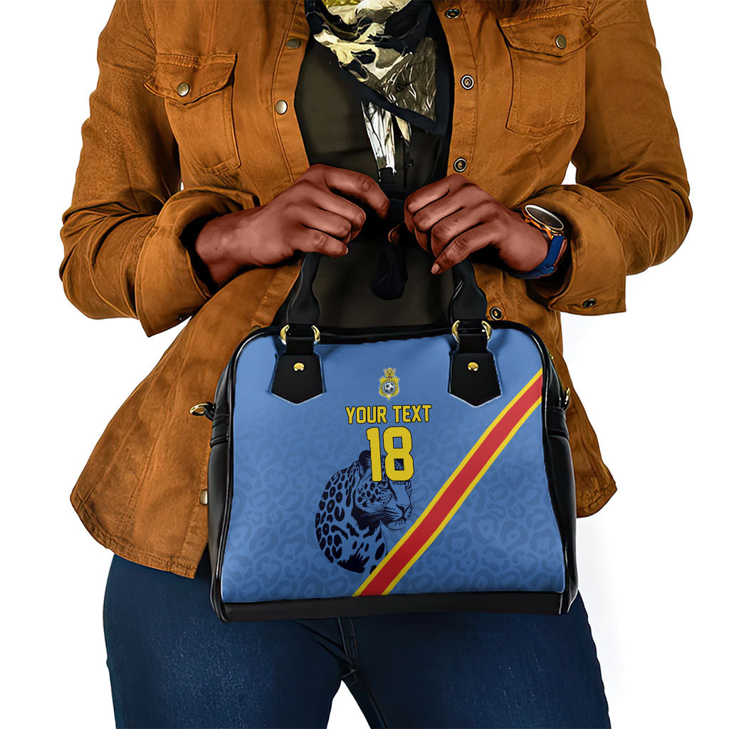 Custom DR Congo Football Shoulder Handbag Leopard Pride Heritage Edition