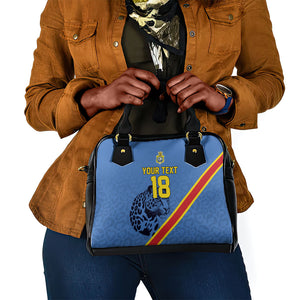Custom DR Congo Football Shoulder Handbag Leopard Pride Heritage Edition