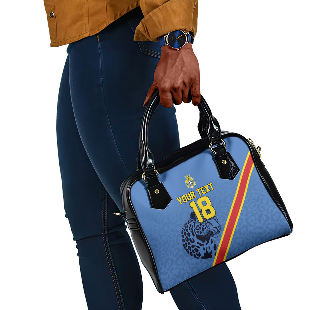 Custom DR Congo Football Shoulder Handbag Leopard Pride Heritage Edition