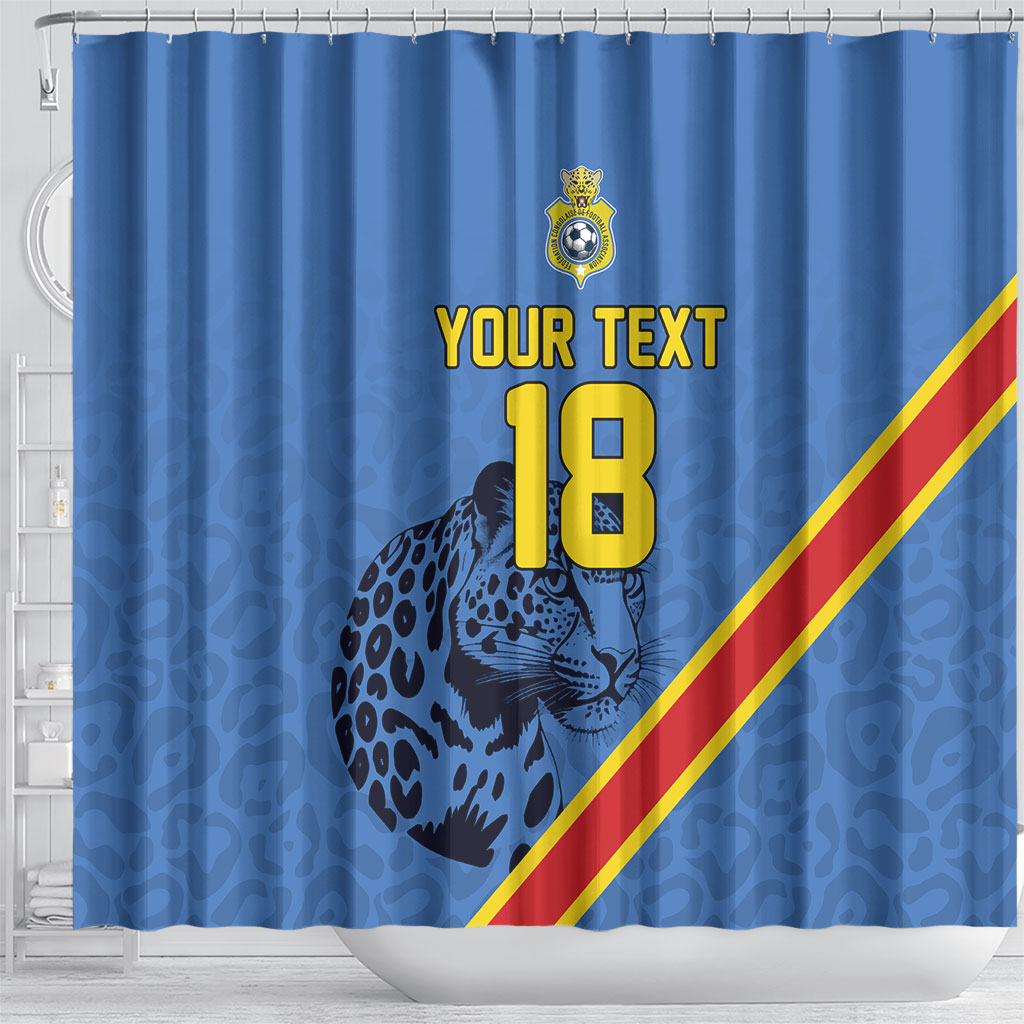 Custom DR Congo Football Shower Curtain Leopard Pride Heritage Edition