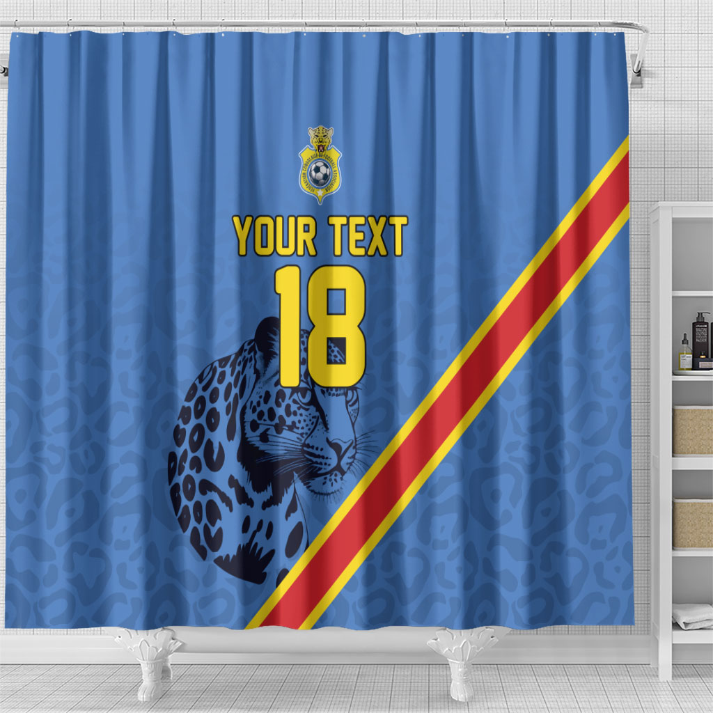 Custom DR Congo Football Shower Curtain Leopard Pride Heritage Edition