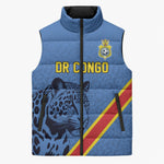 Custom DR Congo Football Sleeveless Puffer Jacket Leopard Pride Heritage Edition