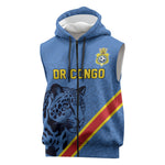 Custom DR Congo Football Sleeveless Zip Hoodie Leopard Pride Heritage Edition