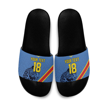 Custom DR Congo Football Slide Sandals Leopard Pride Heritage Edition