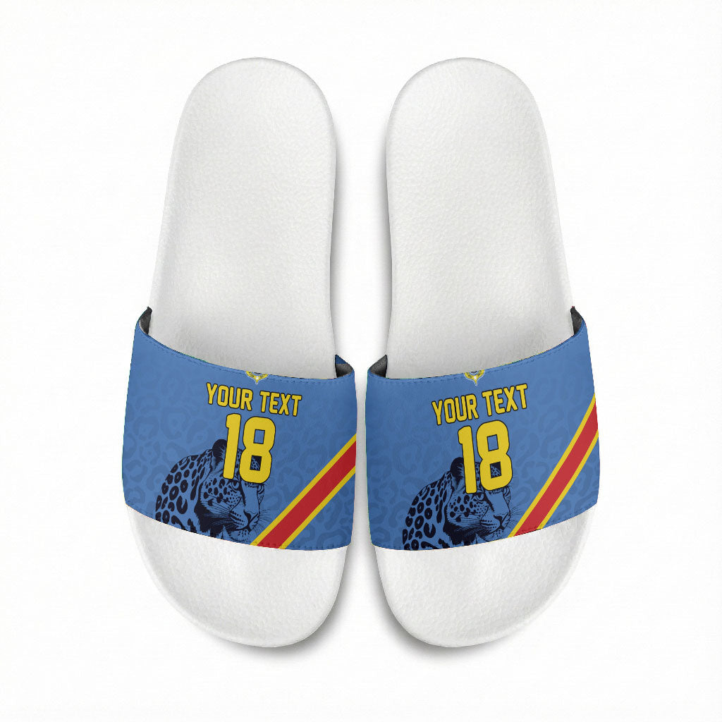 Custom DR Congo Football Slide Sandals Leopard Pride Heritage Edition