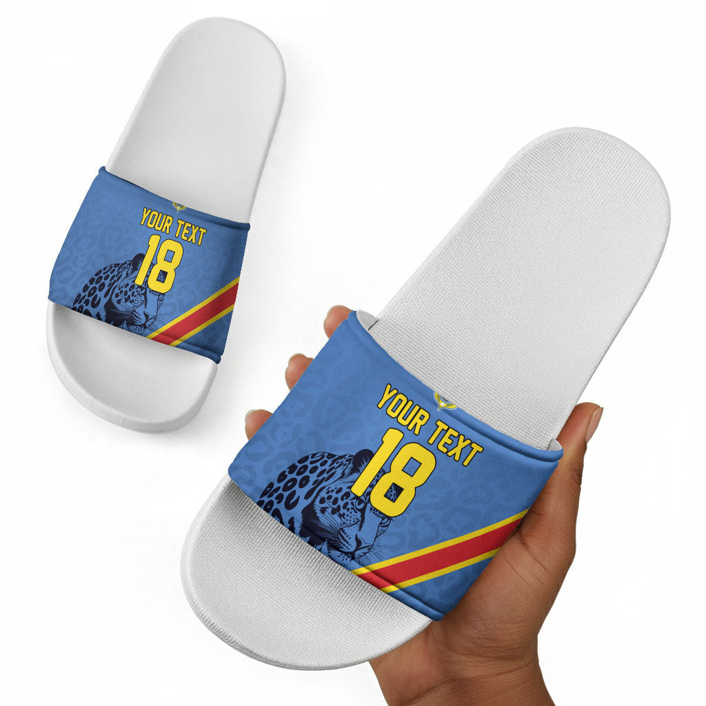 Custom DR Congo Football Slide Sandals Leopard Pride Heritage Edition
