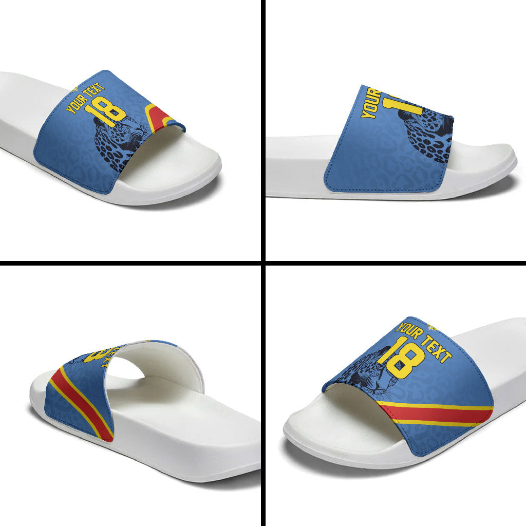 Custom DR Congo Football Slide Sandals Leopard Pride Heritage Edition