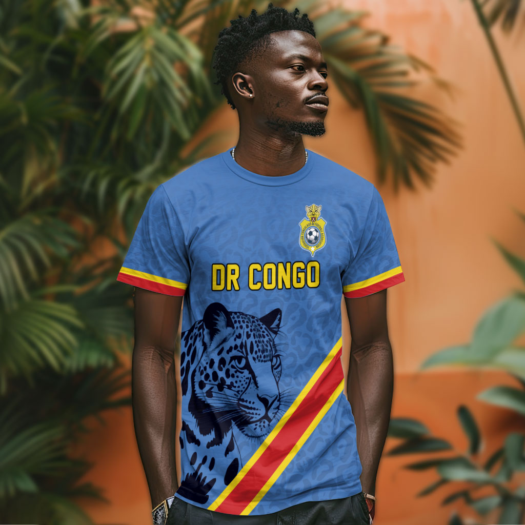 Custom DR Congo Football T shirt Leopard Pride Heritage Edition