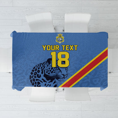 Custom DR Congo Football Tablecloth Leopard Pride Heritage Edition