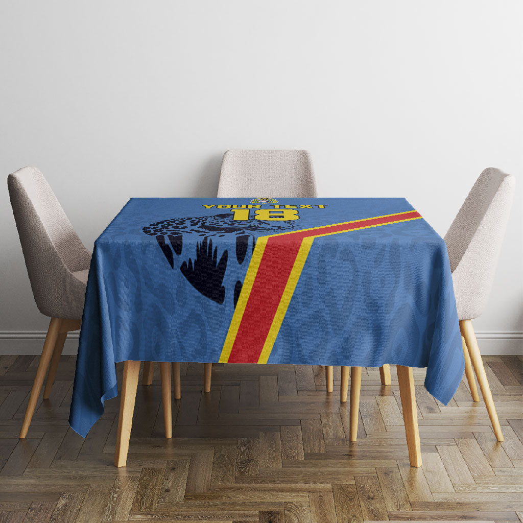 Custom DR Congo Football Tablecloth Leopard Pride Heritage Edition
