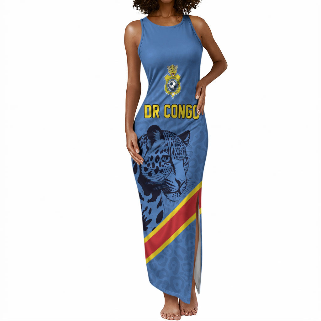 Custom DR Congo Football Tank Maxi Dress Leopard Pride Heritage Edition