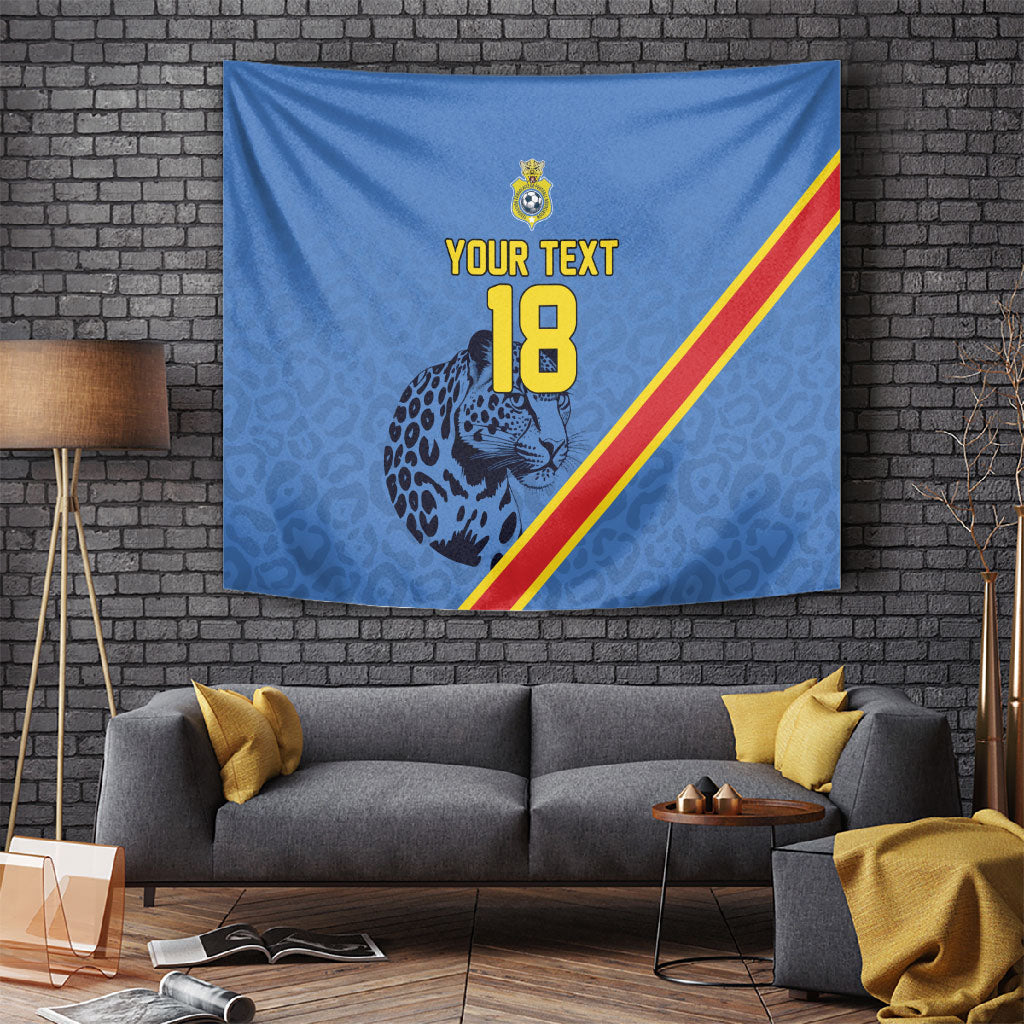 Custom DR Congo Football Tapestry Leopard Pride Heritage Edition
