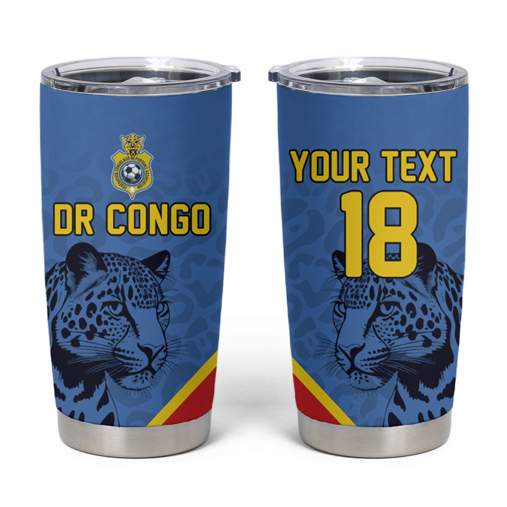 Custom DR Congo Football Tumbler Cup Leopard Pride Heritage Edition