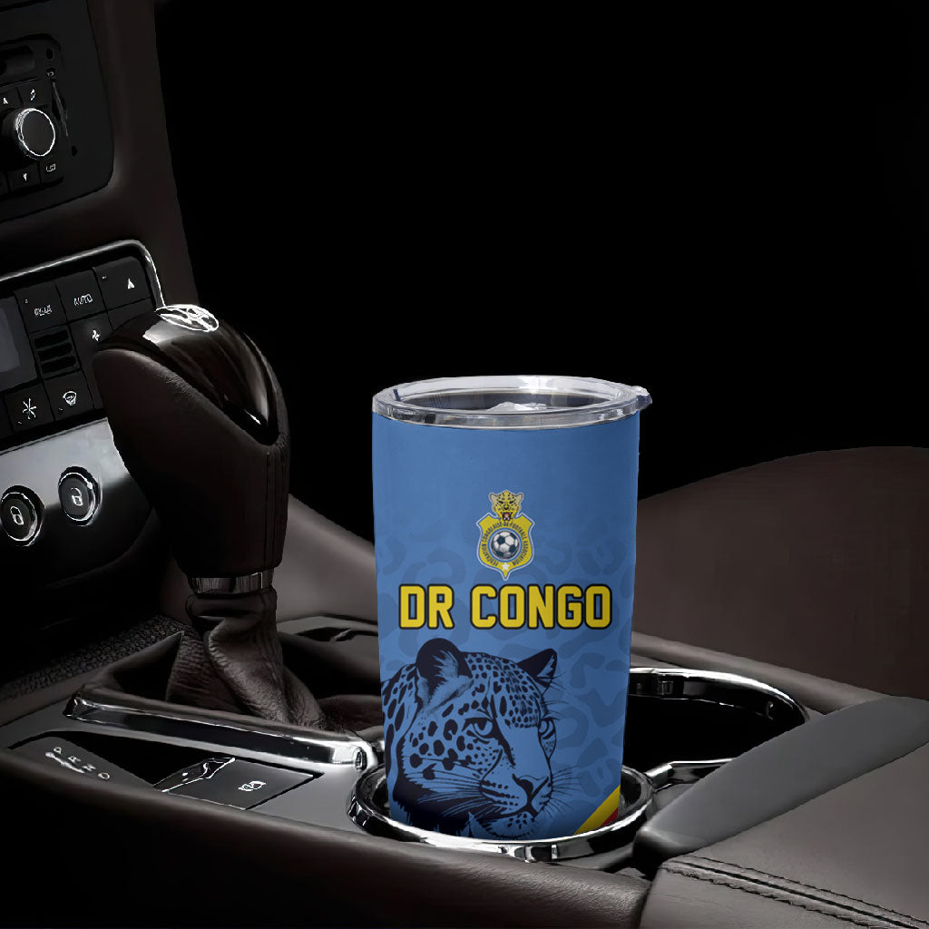 Custom DR Congo Football Tumbler Cup Leopard Pride Heritage Edition